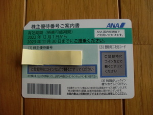 ①【番号通知のみ】☆ ANA・全日空 株主優待券１枚 ☆ 搭乗可能期限2023年11月30日まで