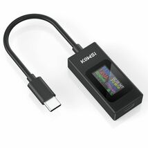 USB電流 電圧チェッカー 電流双方向対応Type-C USBテスター 多機能カラー大画面表示（ケーブル付きモデル）4-30V 0-6.5A_画像1