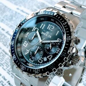 #2847【お洒落な高級感】メンズ 腕時計 インビクタ 動作良好 クォーツ Invicta 黒文字盤 Quartz ブラック 箱付 インヴィクタ クロノグラフ