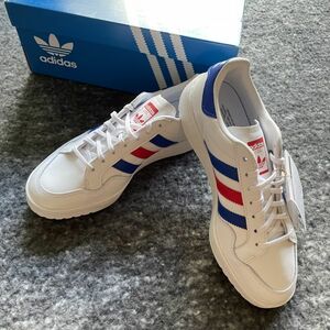 新品 アディダス スニーカー チームコート 25.0cm adidas originals Team Court トレフォイル 青 赤 クラシック 3ストライプス