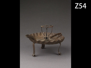 Z54☆時代煎茶道具 銅製 手燭 重量約79g/可動式燭台