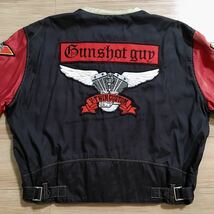 KIJIMA Gun shot guy V-TWIN CUSTOM Jacket キジマ ライディング ジャケット Lサイズ バイク ツーリング ワッペン 薄手 色褪,タグ劣化有り_画像5