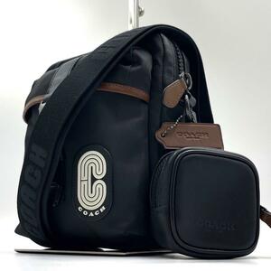 現行型【極美品 希少】COACH コーチ　ミニショルダーバッグ マックスクロスボディ ナイロン 黒 ブラック メンズ レディース