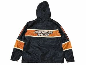 美品 HARLEY-DAVIDSON ハーレーダビッドソン ナイロンジャケット プルオーバー ハーフジップ トップス フード付き ロゴ メンズ バイク