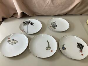 鳴海製陶　六根清浄　NARUMI CHINA　銘々皿セット5枚組　直径19センチ　プレート　レトロ食器