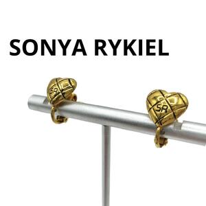 SONYA RYKIEL ソニア リキエル　ヴィンテージ　イヤリング　キルティング　ゴールドカラー