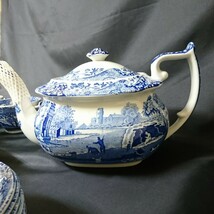 未使用保管品 スポード ブルーイタリアン ティーセット 元箱なし Spode カップ ソーサー クリーマー ポット シュガーポット_画像6