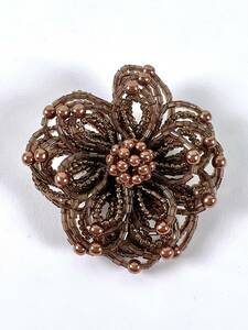  beautiful goods * beads corsage brooch flower motif bronze color Brown tea pearl flower accessory formal graduation ceremony mama suit 