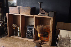 古い木箱 48cm 道具箱 木箱棚 ディスプレイ アンティーク 