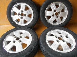 EA5051 三菱 純正アルミ ダンロップ エナセーブ EC204 155/65R13 4本セット 溝有 4.00B +46 100 2019年製タイヤ