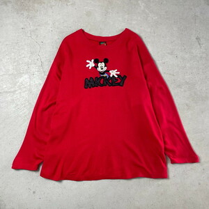 90年代 ディズニー ミッキーマウス スウェットシャツ キャラクター 刺繍 ワッペン メンズXXL相当