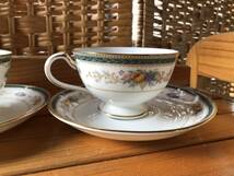 YU-2132　ノリタケ Noritake　カップ＆ソーサペアセット2組　ボーンチャイナ　レトロ　洋風　コーヒー　カフェ 日本製　Japan　果物　ヤ/80_画像5