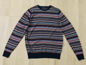 【良品】JOHNSMEDLEY★マルチストライプハイゲージニット★M★英製