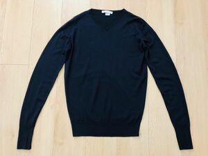 【美品】JOHNSMEDLEY★Vネックハイゲージニット★紺★XS★英製