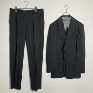 [ прекрасный товар ]40ct525 TAKEO KIKUCHI Takeo Kikuchi Италия производства шерсть ткань Super 120's выставить костюм черный полоса мужской 50 размер 