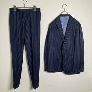 TAKEO KIKUCHI Takeo Kikuchi Италия производства шерсть Super 110's выставить костюм полоса темно-синий мужской 3 размер L соответствует YW139