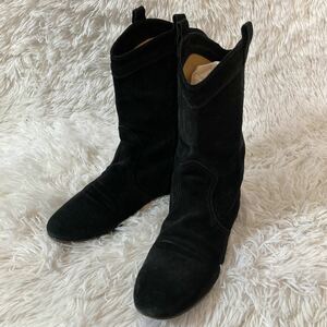 FABIO RUSCONI fabio rusko-ni suede leather boots half boots black lady's 39 size Italy made 