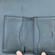 G1110 コーチ COACH レザー 二つ折りカードケース 名刺入れ 定期入れ パスケース ブラック　黒　シグネチャー　※外ポケットベタ剥がれ_画像3