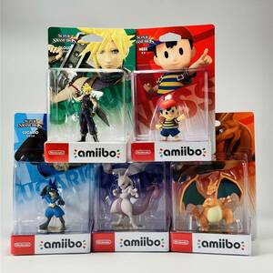 5種セット新品 amiibo アミーボ 大乱闘スマッシュブラザーズシリーズ クラウド ネス ルカリオ ミュウツー リザードン Nintendo Switch