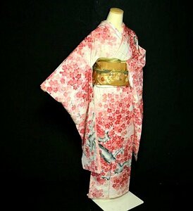 Art hand Auction Furisode, used, top quality, like new, gold leaf, hand-painted, plum blossom, one crest, with hiyoku, made by Yamadaya, length 154cm, sleeve length 64.5cm, T3152, fashion, Women's kimono, kimono, Long-sleeved kimono