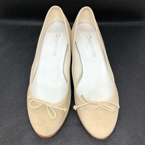 repetto レペット リボン付き ヒール パンプス サイズ 37 ベージュ 23cm