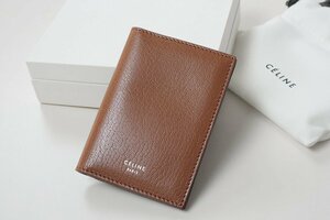 美品 CELINE ◆ 二つ折り カードケース レザー ブラウン 定期入れ パスケース 箱付 セリーヌ ◆G117