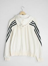 adidas ◆ コーデュロイ ビッグシルエット スリーストライプス パーカー Ｌ アイボリー ユニセックス アディダス ◆G116_画像2