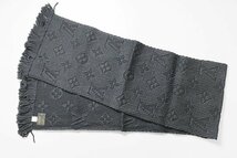 美品 LOUIS VUITTON ◆ マフラー エシャルプ ロゴマニア モノグラム 黒 ウール/シルク ストール ルイヴィトン 箱付 ◆G117_画像3