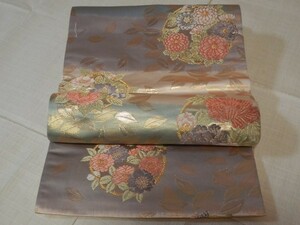 16544袋帯♪未着用！パステル箔！花輪！上品！美品♪