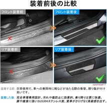 ホンダ 新型 ヴェゼル RV系 ブラックヘアライン ステンレス ドアガードステッカー 汚れ 傷防止 簡単取付 高級感 ドレスアップ ４枚１台分_画像3