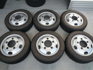 溝あり! 三菱 キャンター XAC 16×5.5K 115-8C PCD208 5穴 & 205/65R16 109/107LLT BS W969 スタッドレス 6本 中古 FE71BSD 冬タイヤ