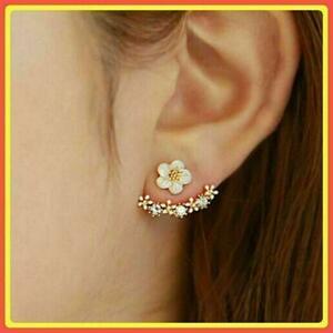 [ safety anonymity delivery ] earrings Gold Sakura zinc alloy great popularity crystal white jewelry #C24-1
