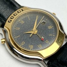 rm) 【ジャンク】GUCCI グッチ MONDIALE 8200JR デイト 黒文字盤 クォーツ腕時計 現状渡し 不動品 中古 USED_画像3