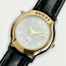 rm) 【ジャンク】GUCCI グッチ MONDIALE 8200JR デイト 黒文字盤 クォーツ腕時計 現状渡し 不動品 中古 USED_画像1