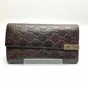 rm) GUCCI グッチ シマ ブラウン系 長財布 291099・534563 カード/コイン/札収納 使用感有 中古 USED