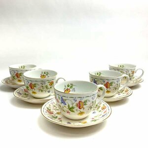 e)ラ・セーヌ La Seine Fine China JAPAN カップ＆ソーサー 5客セット まとめて 花柄 洋食器 茶器 中古 ※現状お渡し