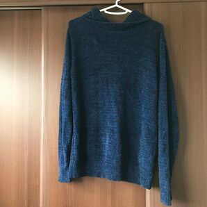 semantic design アクリル混 長袖ニット ブルー系 XL
