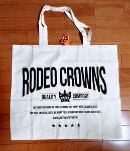 即決 新品 非売品 ロデオクラウンズ RODEO CROWNS ノベルティ 大容量 ハンドバッグ 布製 エコバッグ 折り畳み 携帯 鞄 ビッグサイズ 白 黒