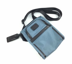 美品 TUMI/トゥミ ショルダーバッグ 肩掛けバッグ 斜めかけ ブルー 収納多数 軽量 小型BAG バッグ 鞄　HOe0085-E