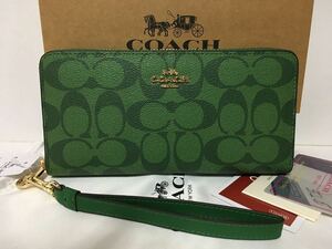 【未使用・送料無料】COACH 長財布★ラウンドファスナー★コーチ　C4452 グリーン