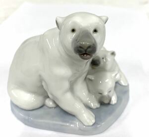 リヤドロ LLADRO 陶器人形 シロクマ 熊 クマ ベア フィギュリン陶器 置物 リアドロ オブジェE1M 全長約12×10cm 現状品 カ4