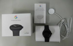 ★Google(グーグル) Pixel Watch/Matte Black/ステンレス ケース/Obsidian アクティブ バンド/(Wi-fi)★純正マグネット充電ケーブル追加★