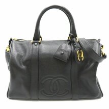 CHANEL シャネル ボストンバッグ 2wayボストン ブラック系 キャビアスキン(グレインドカーフ) 中古 レディース_画像1