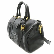 CHANEL シャネル ボストンバッグ 2wayボストン ブラック系 キャビアスキン(グレインドカーフ) 中古 レディース_画像3