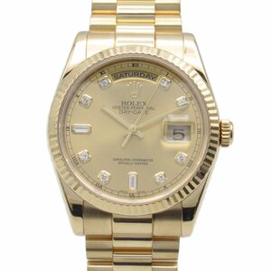 ROLEX ロレックス 腕時計 デイデイト 10Pダイヤ K番 ゴールド系 K18（イエローゴールド） 中古 メンズ
