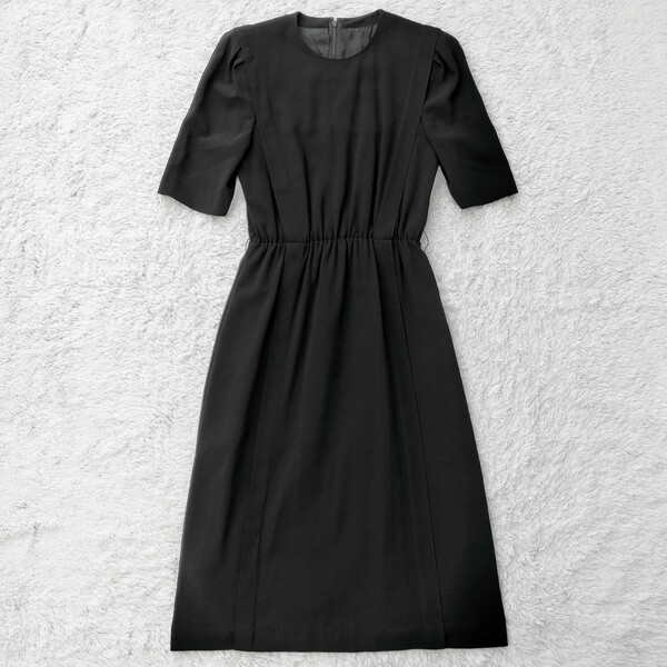 【シンプル】ブラックワンピースドレス　9号　BLACK 黒　日本製　冠婚葬祭　礼服／喪服 フォーマル
