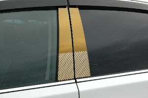 ファサネイトピラー　市松模様風　ＭＭ２１　フレアワゴン　６Ｐ 鏡面ＨＹＰＥＲ　ゴールド　カーパーツ