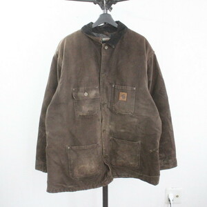 C54 2005年製 チョアコート Carhartt カーハート■00s 表記XLサイズ DKB ダック ワーク 襟コーデュロイ 裏地ブランケット 古着 アメカジ