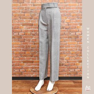 1円/秋冬/ERMANNO SCERVINO/IT40サイズ/グレンチェック タックパンツ イタリア製 エルマンノシェルビーノ 新品/黒/ブラック/hz629/