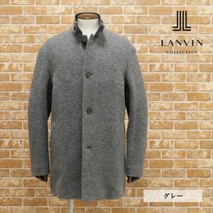 秋冬/LANVIN COLLECTION/52サイズ/国産コート ふわもこ ウール混ブークレーニット 伸縮 あたたか 無地 新品/グレー/hb244/